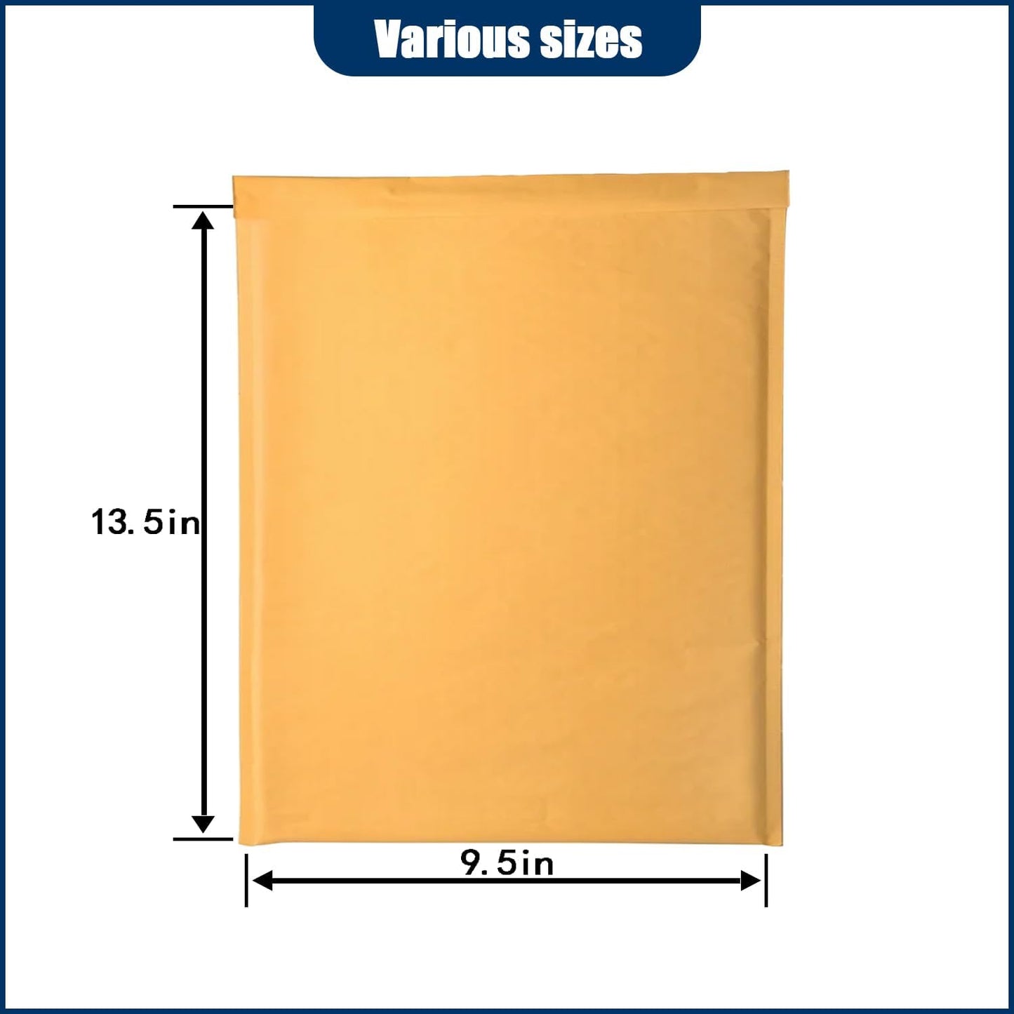 9.5in x 13.5in Kraft bubble mailer, ziplock mailer, yellow padded envelope, corporate waterproof padded bubble mailer for shipping, mailing, packaging (25PCS)