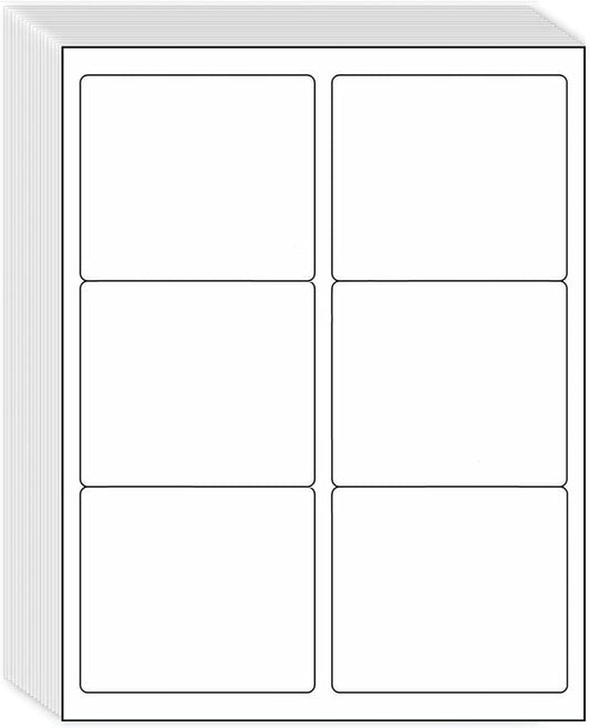 3-1/3" x 4" Shipping Address Labels 600 Label Stickers Paper for Laser/Inkjet Printer 6 per Page Printable Mailing Labels, FBA Box Labels - Matte, 100 Sheets