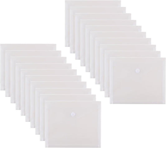 8.5 x 11 Letter Sized Clear Plastic Envelopes with Expanding Gusset Document File Storage Holder 20 Pack Hook Loop Closure