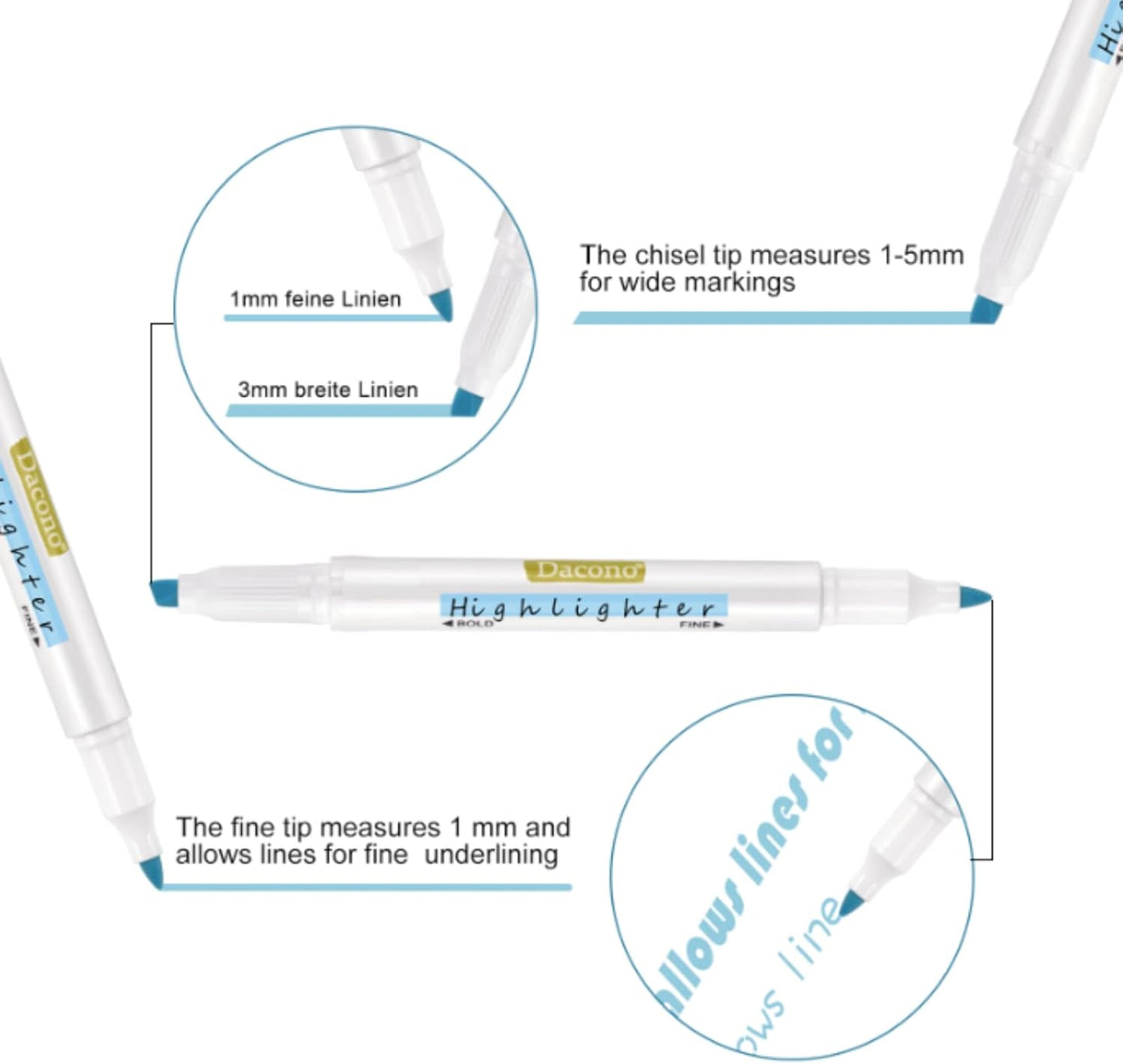 Highlighter Double Ended, 12 Pcs Pastel Colors Dual Tips Marker Pen, No Bleed Dry Fast, Chisel and Fine Tips Assorted Colors for Journal Bible Planner Adults Kids Students Office School