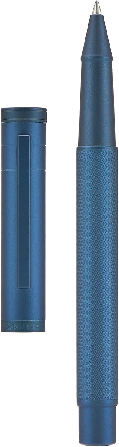Hongdian Dark Blue Forest Rollerball Pen with Schmidt Black Ink Refill, Classic Design with Metal Case for Business Signature