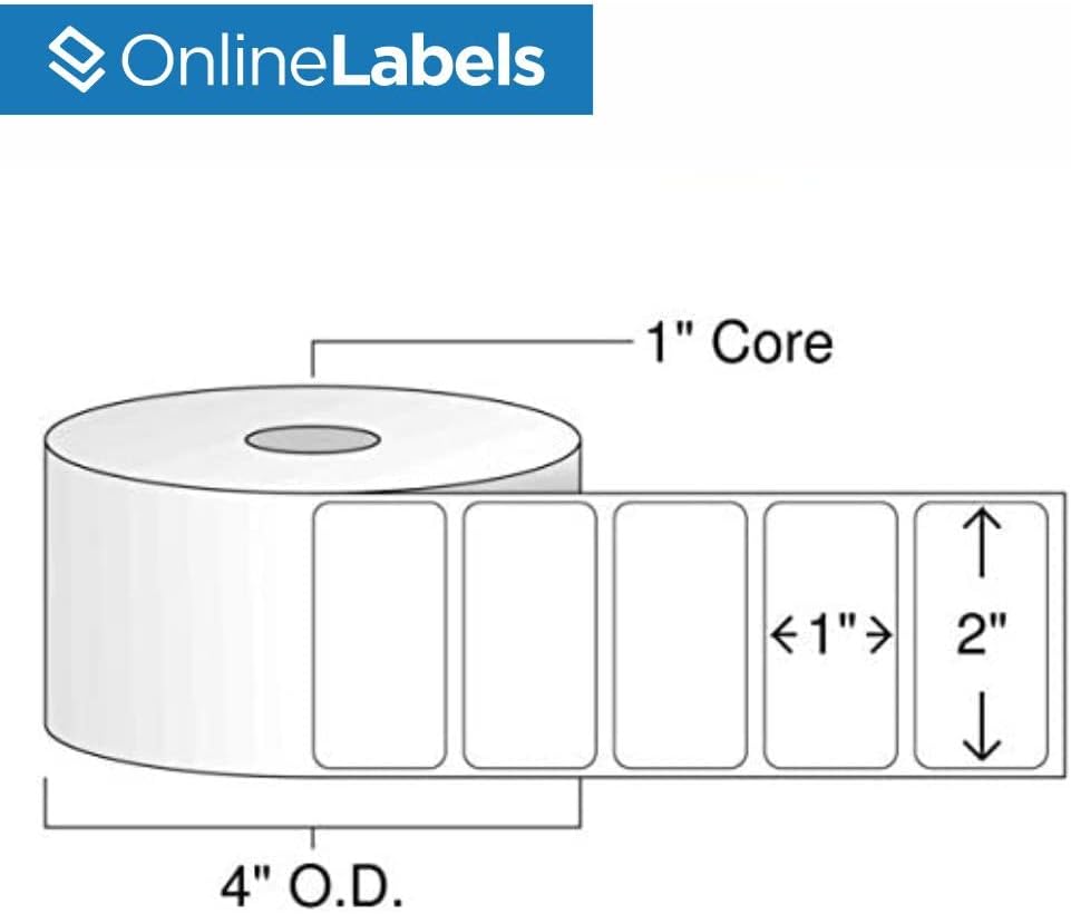 2 x 1 Labels for Thermal Transfer Printers - 1 Inch Core - Permanent Adhesive - Barcode, Inventory, Address Labels - 1,375 Labels, 1 Roll - Online Labels