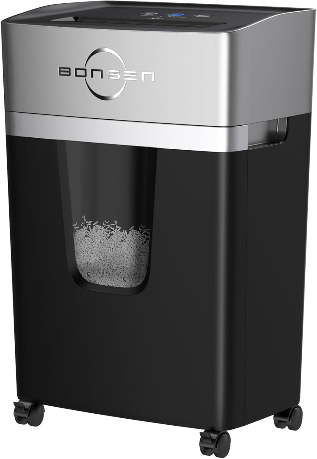 BONSEN 12-Sheet Micro Cut Paper Shredder for Home Office Use, High Security Level P-4/55 dB Ultra-Quiet / 40-Minutes Shredding Shreds Credit Card/Staples, 5.3 Gallons Pullout Bin (S3106)