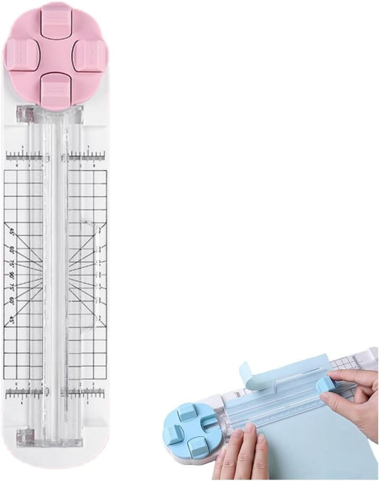 4-in-1 Multi-Function Paper Trimmer,Bidirectional Papers Cutter, Equipped with Straight,4 in 1 Paper Cutter 4 Styles Craft Paper Cutter Multi-Function Scrapbooking Tool (Pink)