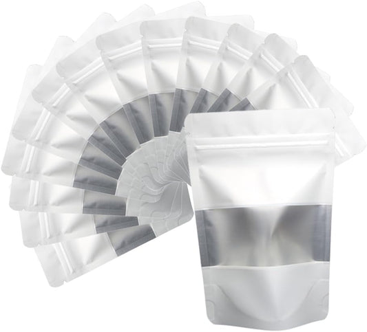 Black Smell Proof Packaging Bags,Mylar Clear Bags for Food Storage,Sealable Bag for Packaging,Stand Up Pouches with Window,ReSealable Bag for Small Business,Cookies,Candy