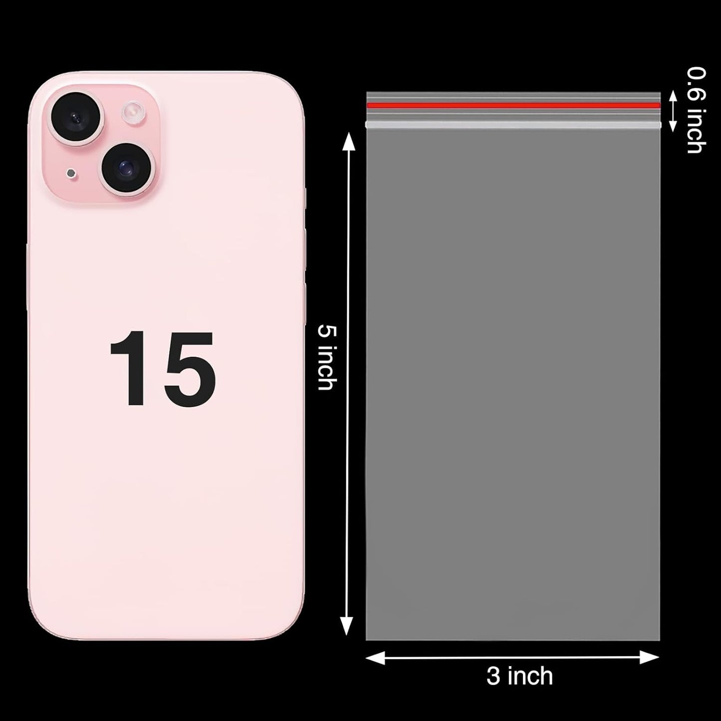 360Pcs 3x5 Inch Mini Plastic Bags, Resealable Small Zip Baggies for Small Business, Storage, Gifts, Candy, Screws, Jewelry, Daily Pills