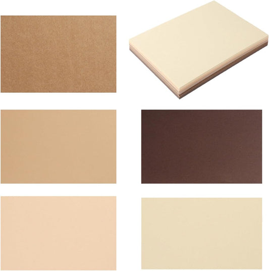 50 Sheets 4x6 Colored Cardstock Paper 5 Colors Blank Flash Cards, 250 GSM Heavy Card Stock for DIY Art Projects, Cards (Brown)
