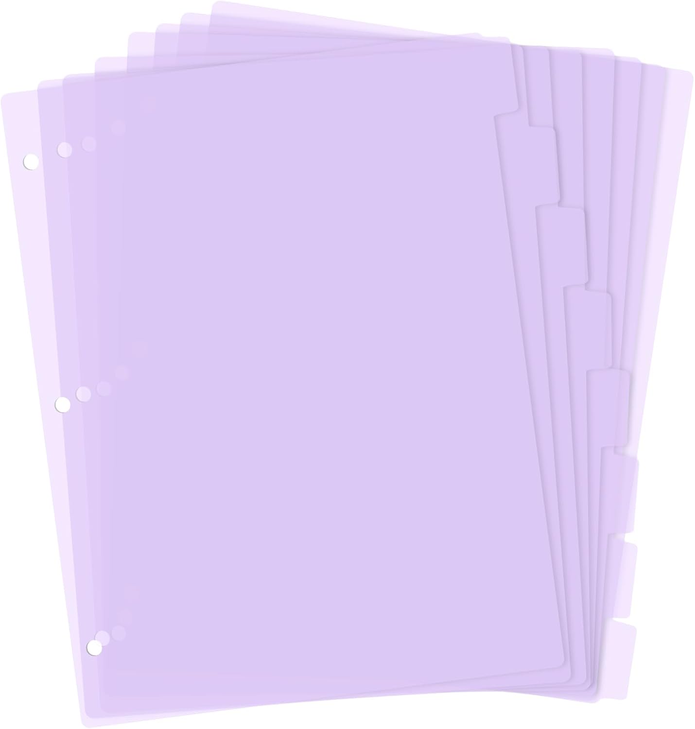 3 Ring Pink Binder Dividers with 8-Tabs, A4 Purple Binder Dividers, Sturdy Plastic Dividers, Aesthetic Dividers for Binder, Suitable for Notebooks and Binders, Tabs for Binder, 3 Hole Punch(Purple,A4)