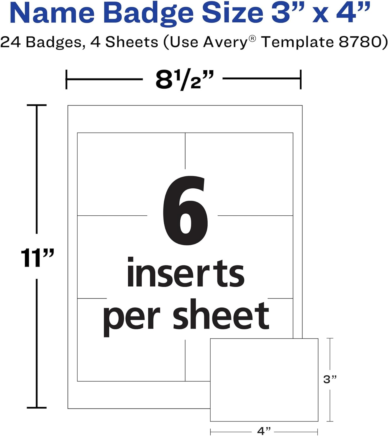 AVERY Name Badges, 3" x 4", Magnetic | Clear | Customizable | With Printable Inserts | 24 Badges, Pack of 5