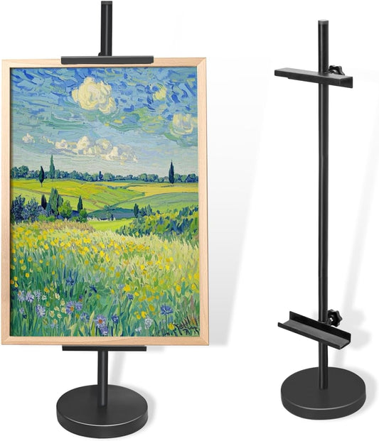 Adjustable Tabletop Easel Stand, Metal Easels for Display, Picture Stands for Display, Heavy Duty Round Base, Larger Non-slip Pads, for Picture, Artwork, Photos,Signs(18in)