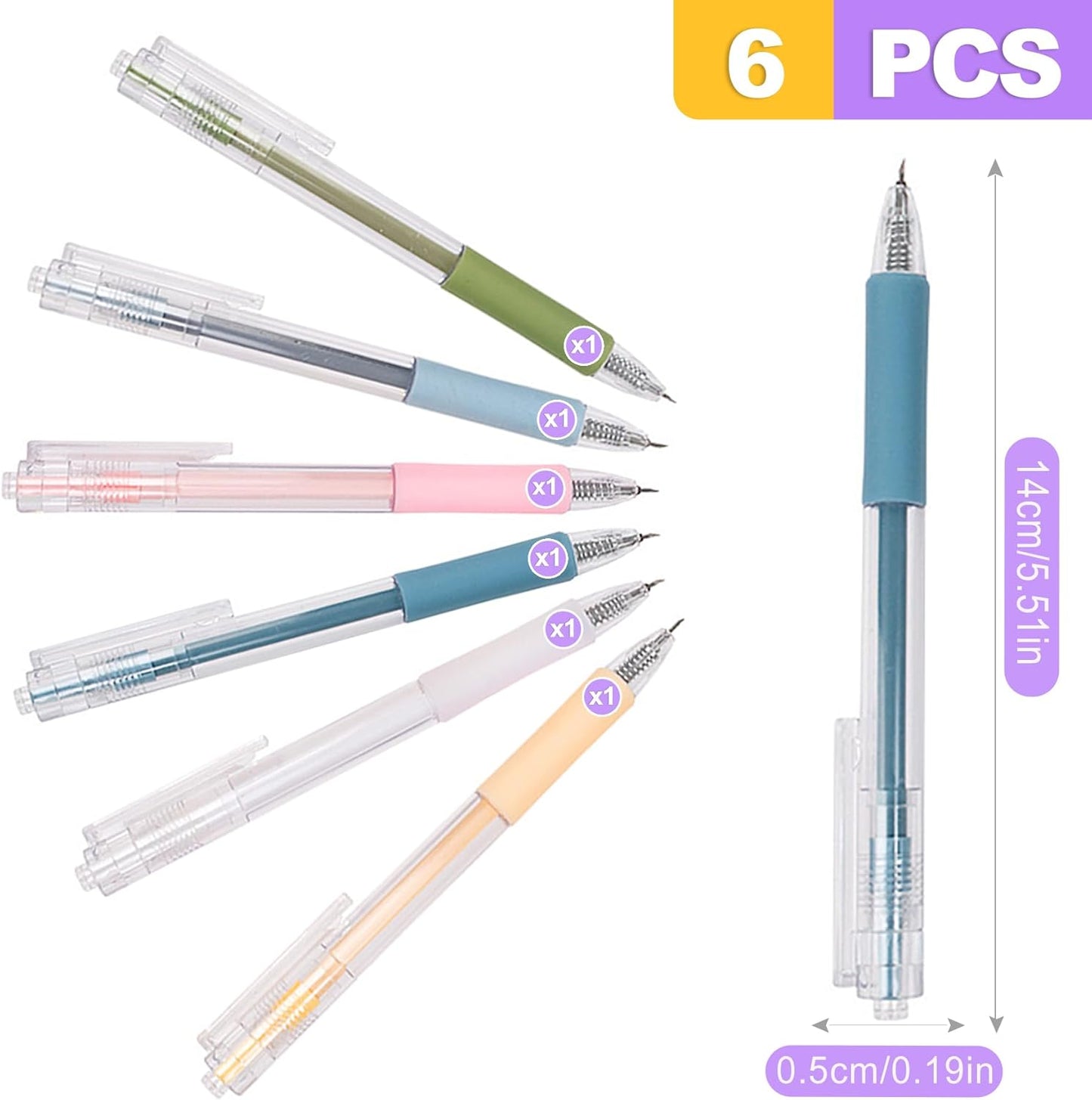 6 Pack Retractable Craft Knife Pen Set in 6 Colors, Precision Paper Cutter for DIY Projects, Art, Scrapbooking, Detail Hobby Blade for Stickers