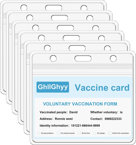 100PCS Thick Horizontal ID Cards Holder 4.52x4.13 Inchs Vaccination Card Holder Protector Clear PVC Sleeve Business Card Badge Holder with Waterproof Type Resealable Zip