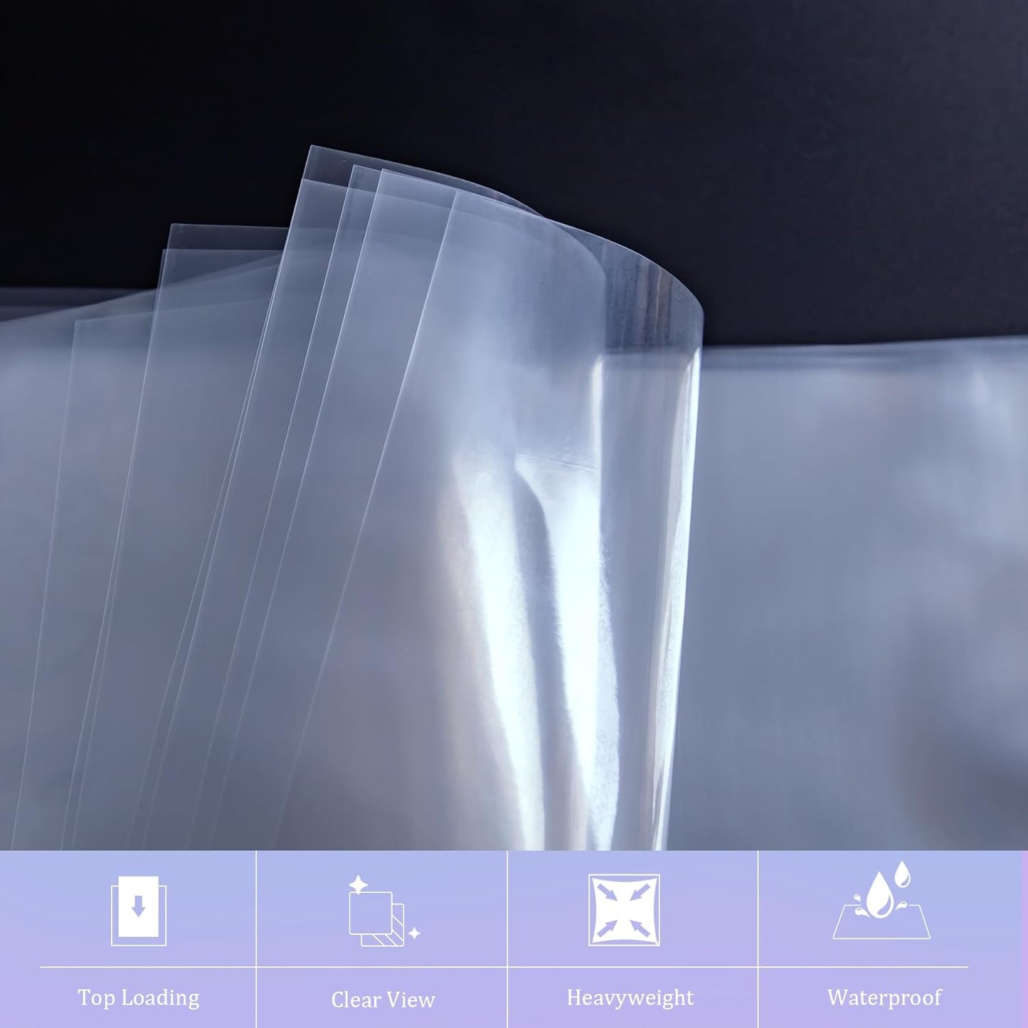 200 Pack No Holes Sheet Protectors 8.5 x 11 Inch Letter Size Page Protectors for Documents, Prints, Top Loading Heavyweight Clear View Plastic Sleeves for Papers, Artworks, Photos