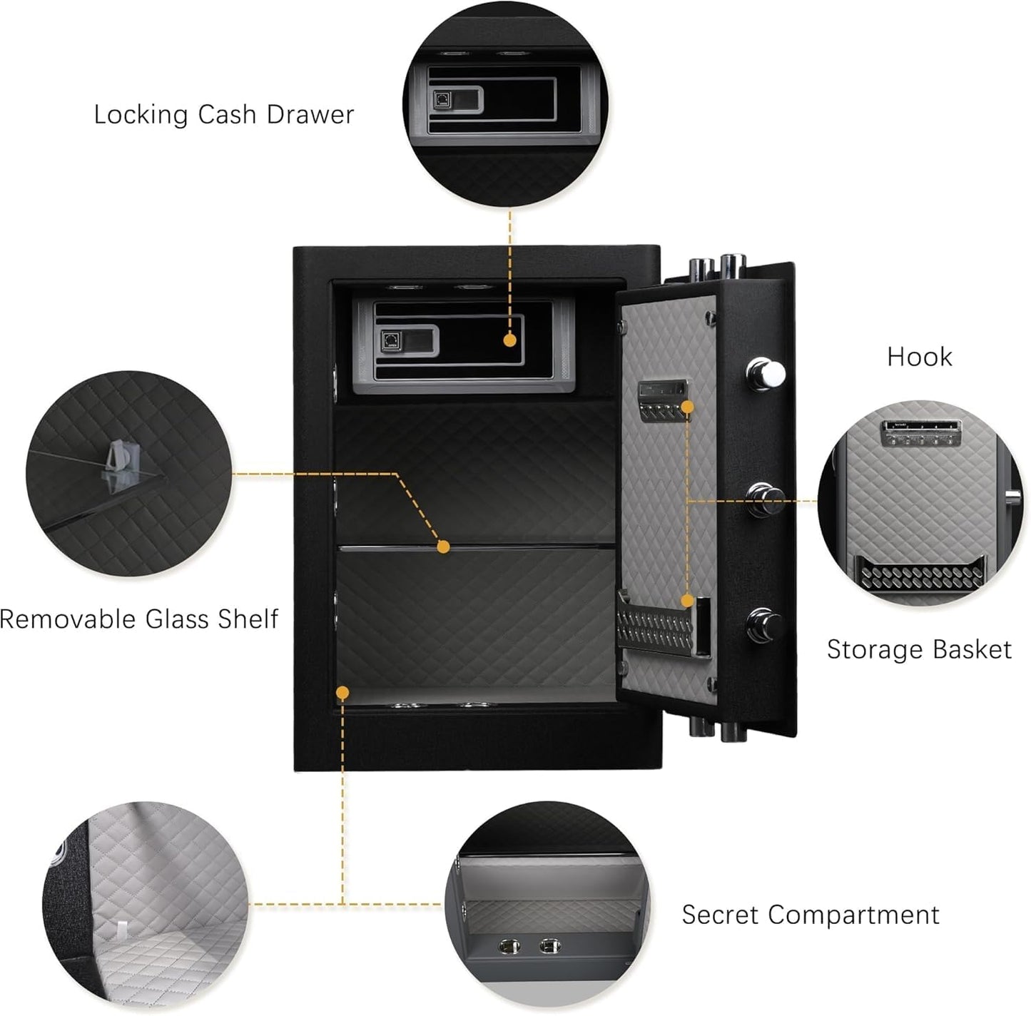 4.0 Cu.Ft Large Fingerprint Safe Box with Fireproof Waterproof Bag, Biometric Home Safe with Lockable Inner Box for Valuables,108 Pounds Heavy Duty Digital Vault with Keys, Removable Shelf, Black