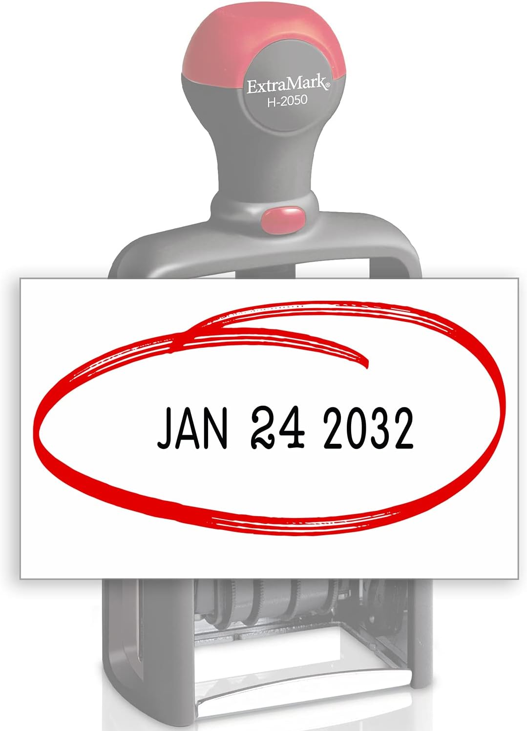 Heavy Duty Office Date Stamp - Brush Stroke Design - Self Inking Dater - Red/Black Ink Color