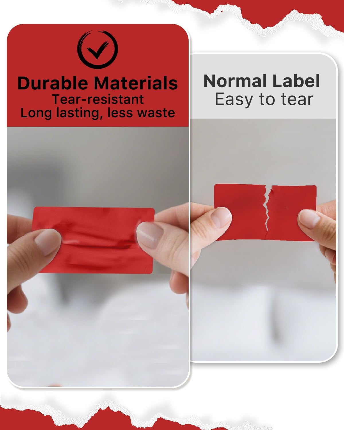 iEager 2.25x1.25 Inch Thermal Labels, Red Durable Thermal Printer Stickers, Self-Adhesive Rectangle Shipping Label Printer Sticker for Barcode, Name, Address, 1000 Labels/Roll