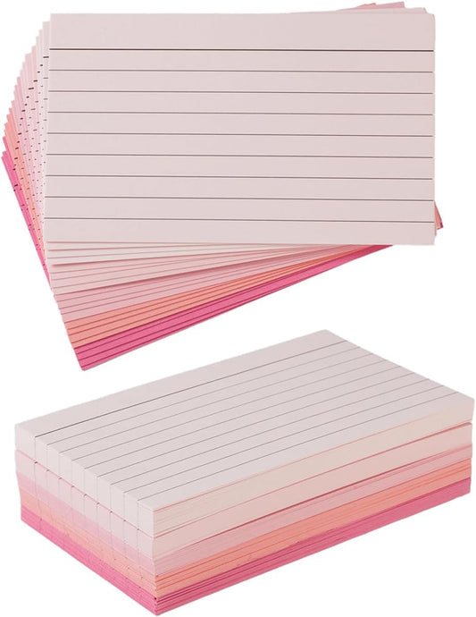 100 Sheets 3x5 Colored Ruled Note Cards Index Cards, 250 GSM Heavy Flashcards, 5 Pink