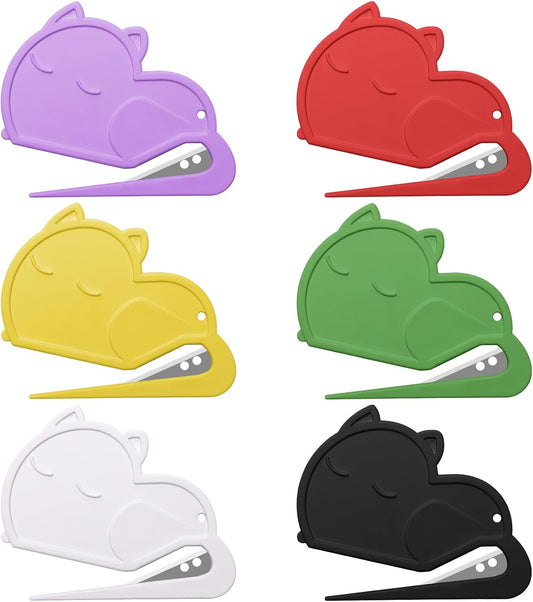 6 Pack Letter Opener Envelope Slitter Cat Shape, Luxiv Envelope Opener Slitter for Women, Men Mail Open Tool Mini Safe Letter Package Open Tool for Office, Home (6)