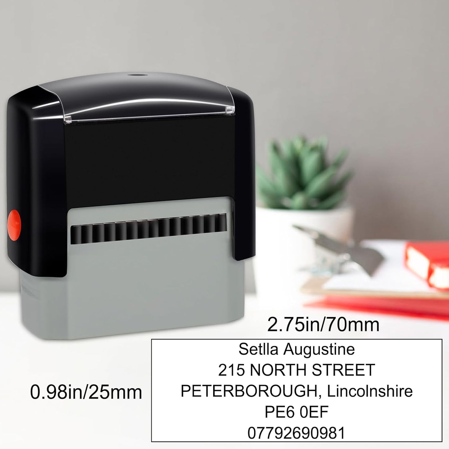 70x25mm Personalized Stamp Custom Self-Inking Business Address Rubber Stamps Customized with Name Date Signature Return Address Up to 5 Lines