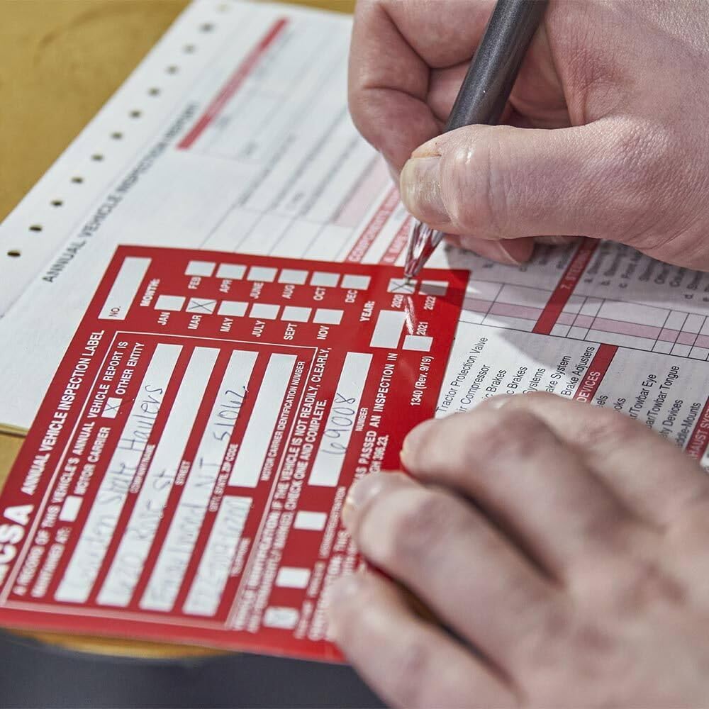 J. J. Keller 25-Pack, Annual Vehicle Inspection Report Form & Red FMCSA Label Aluminum, 3-Ply Carbonless Form, DOT Compliant