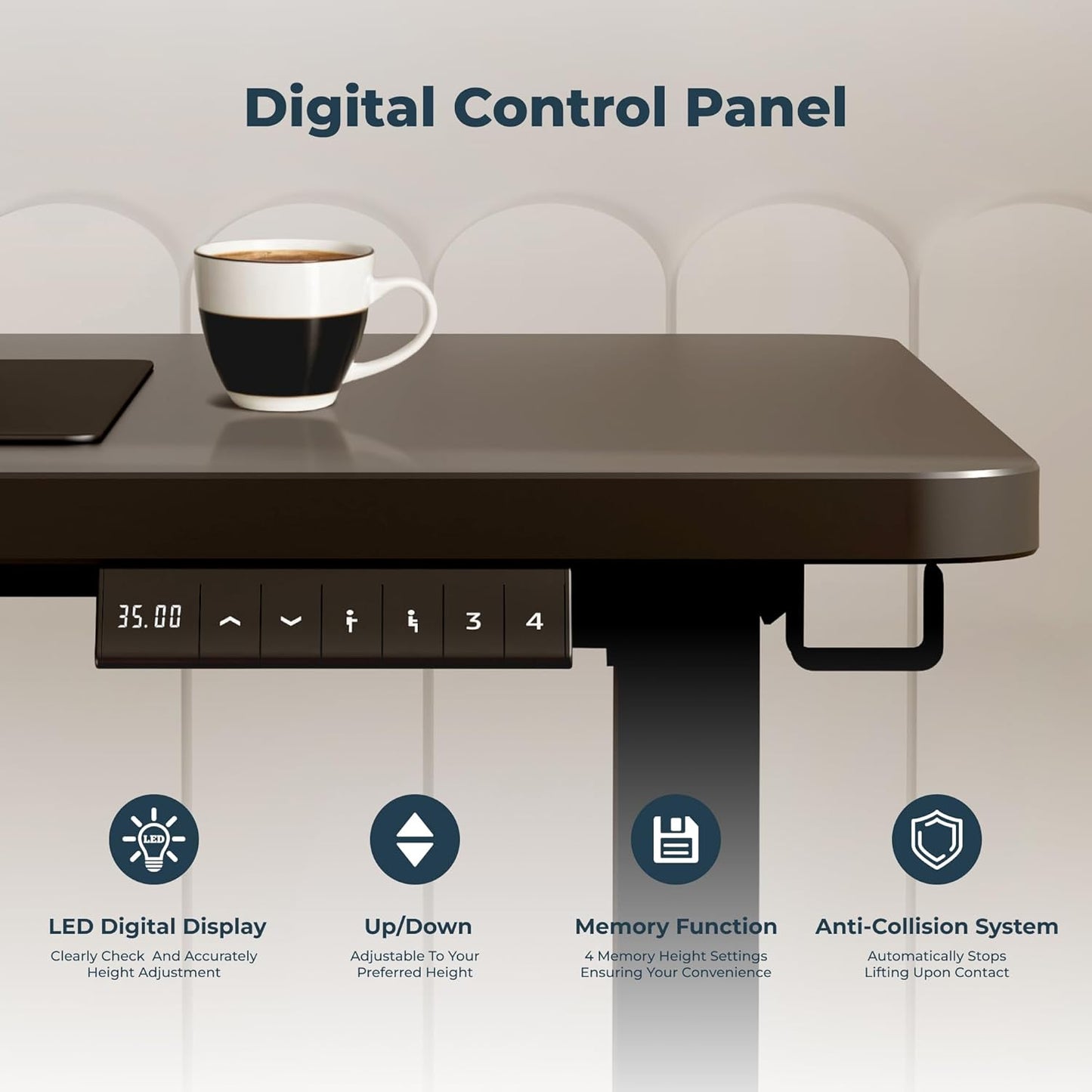 Adjustable Standing Desk, 47x24 Inches Home Office Desk with Memory Preset, Home Office Desk Computer Workstation Splice Black Top + Black Frame