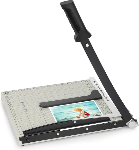 Paper Cutter Guillotine Paper Cutter Paper Trimmer Paper Cutter with 8 Sheet Capacity Paper Slicer with SafetyGuard and Blade Lock, Paper Cutter Slicer for Office Home School Gray