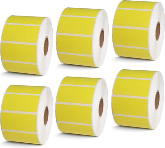 BETCKEY - 2" x 1" UPC Barcode & Address Labels Compatible with Zebra & Rollo Label Printer,Premium Adhesive & Perforated[Yellow, 6 Rolls, 7800 Labels]