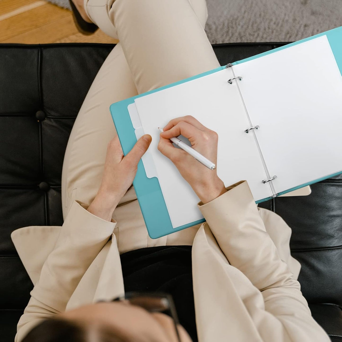 3 Ring Binder Dividers with 5 Tabs, Write & Erase Plastic Binder Dividers Durable 3 Hole Punch Dividers Letter-Size 1/5 Cut Big Tabs Dividers, 10 Set, 50 Dividers Total