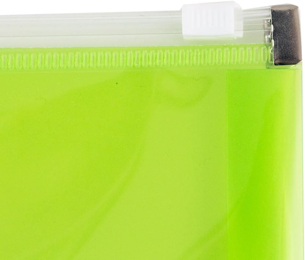 JAM PAPER Plastic Envelopes with Zip Closure - Letter Booklet - 9 3/4 x 13 - Lime Green - 12/Pack