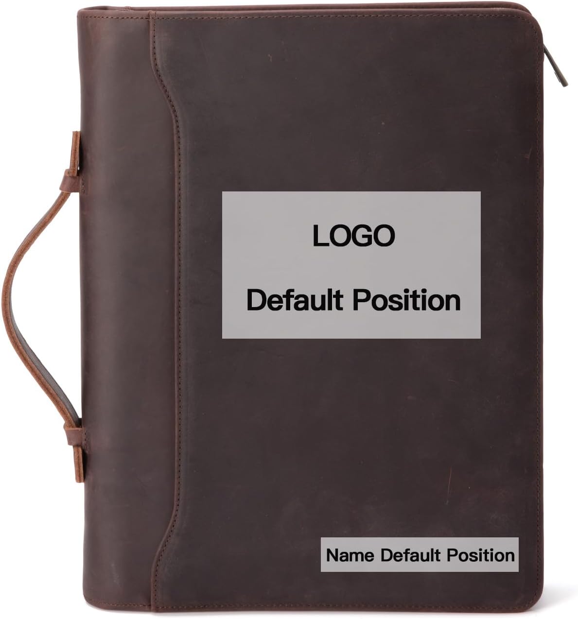 Personalized Genuine Leather Portfolio with Hidden Handle, Front Pocket, Custom Engraved Business Padfolio Tablet/13” Laptop Organizer, Professional Executive Document Folio, Dark Brown