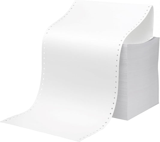 KDM 181, Dot Matrix Computer Paper 9-1/2'' x 11'' White, 1/2 Marginal Perfs. 15# 1 Part, 3300/Carton