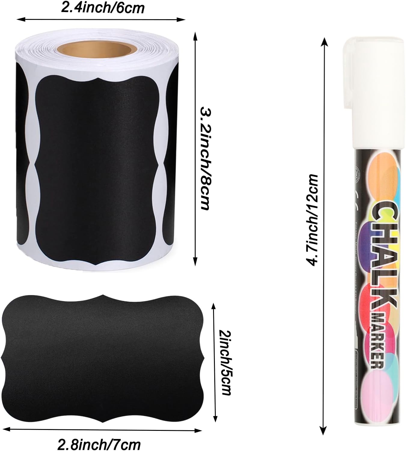 180 pcs Chalkboard Labels Waterproof Blackboard Reusable Sticker with White Chalk Marker, Wavy Chalkboard Labels for Containers, Mason Jars, Food Storage