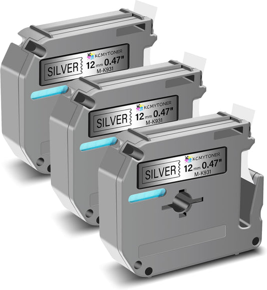 3 Pack Compatible for Brother P-Touch M Tape M931 MK931 M-K931 M-K931S 12mm 0.47 Inch Black on Silver Label Maker Tape for PT-70BMH PT-70DIY PT-70HK PT-70HOL PT-70HOT PT-70SP