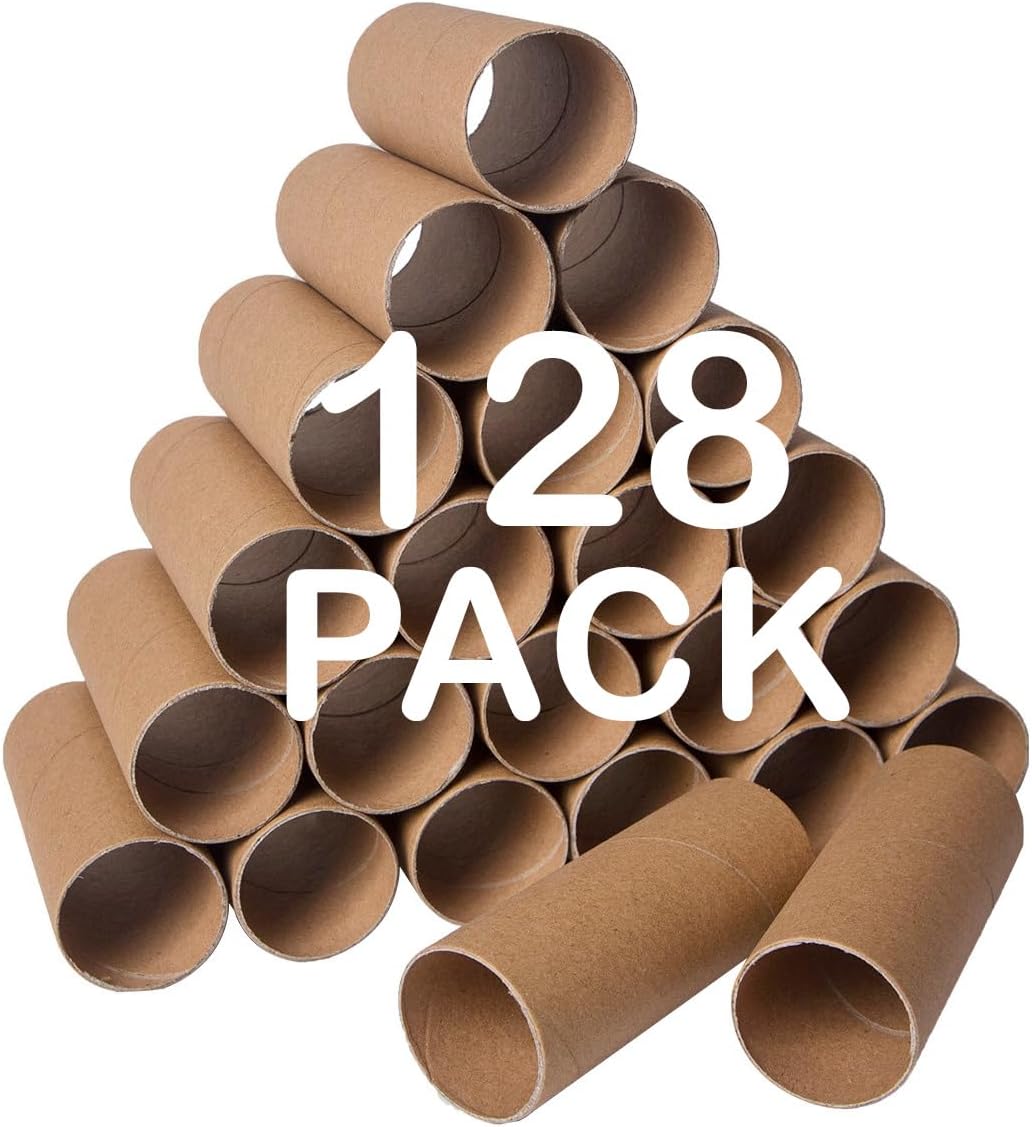 128 Pack Thick Cardboard Tubes for Crafts - Bulk Craft Rolls - Round Cardboard Tubes - Craft Tubes - Toilet Paper Rolls Crafts - Paper Tube For Crafts - Craft Round Tubes 1.57 x 3.9 Inches - Brown