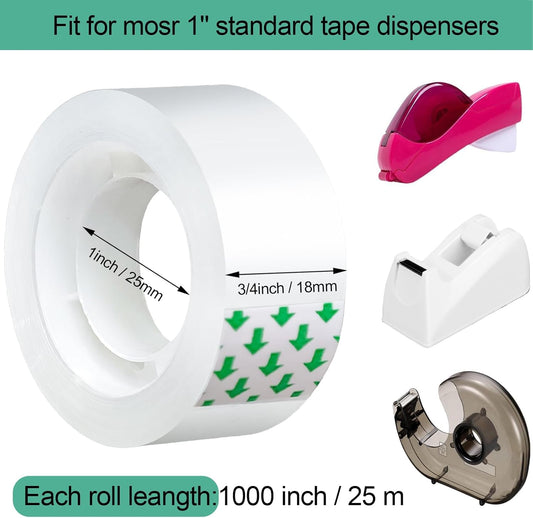 Beieverluck 48 Rolls Clear Tape Refills for Dispenser Transparent Tape 3/4 Inch x 1000 Inch Gift Wrap Tape Packing Tape Roll for Office, Home, School Supplies