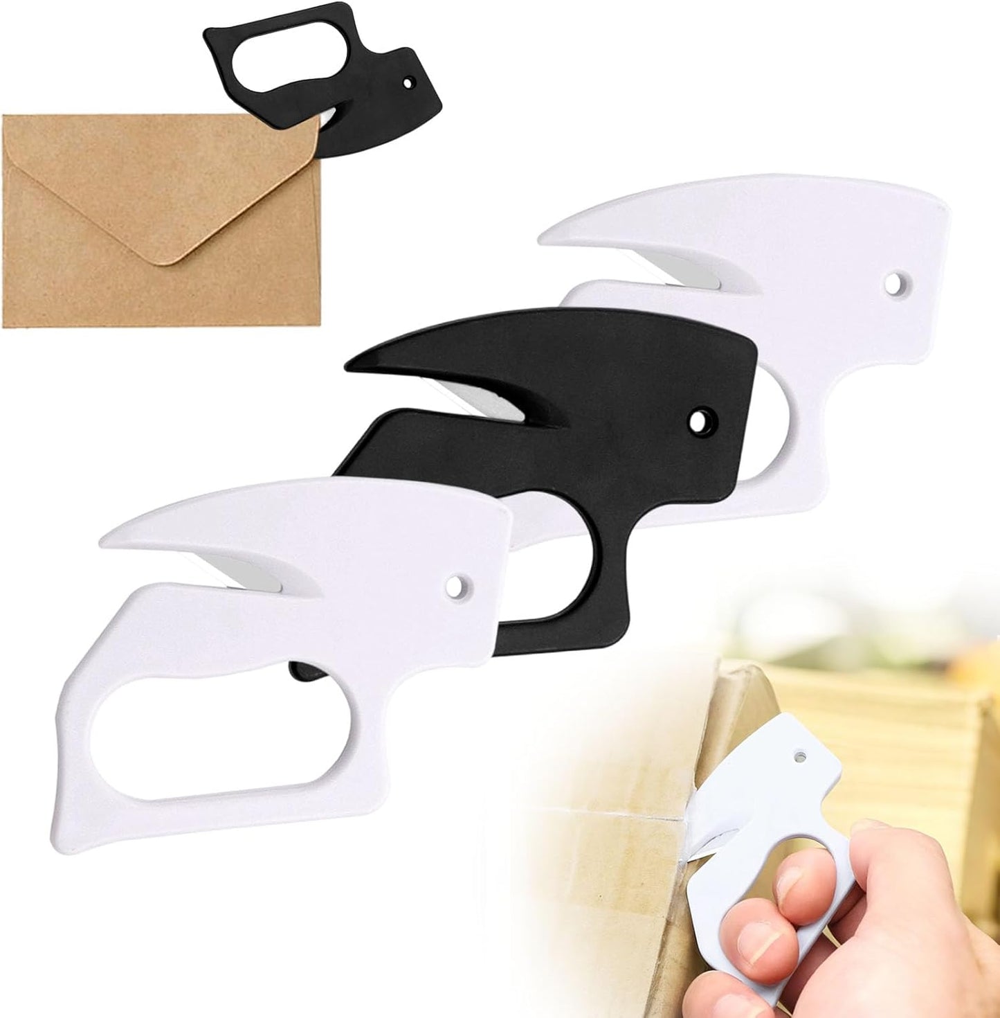 Envelope Opener, New Upgrade Envelope Opener Slitter with Concealed Blade, Envelope Opener for Office, Wrapping Paper Cutter Package Opener Tool (3 PCS)