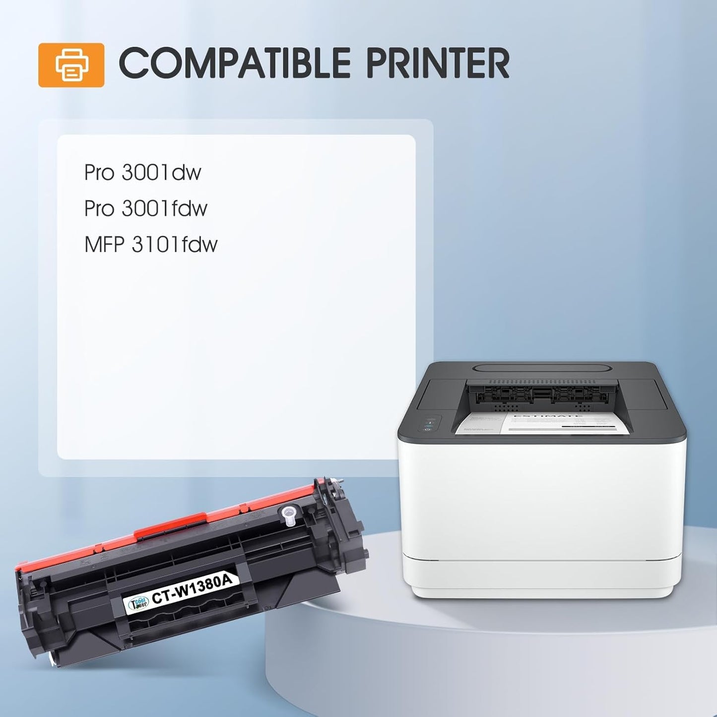 138A Black Laserjet Toner Cartridge 2-Pack Compatible Replacement for HP 138A 138X W1380A W1380X 3001dw Toner Cartridge for HP Laserjet Pro 3001dw 3001fdw MFP 3101fdw Printer Ink