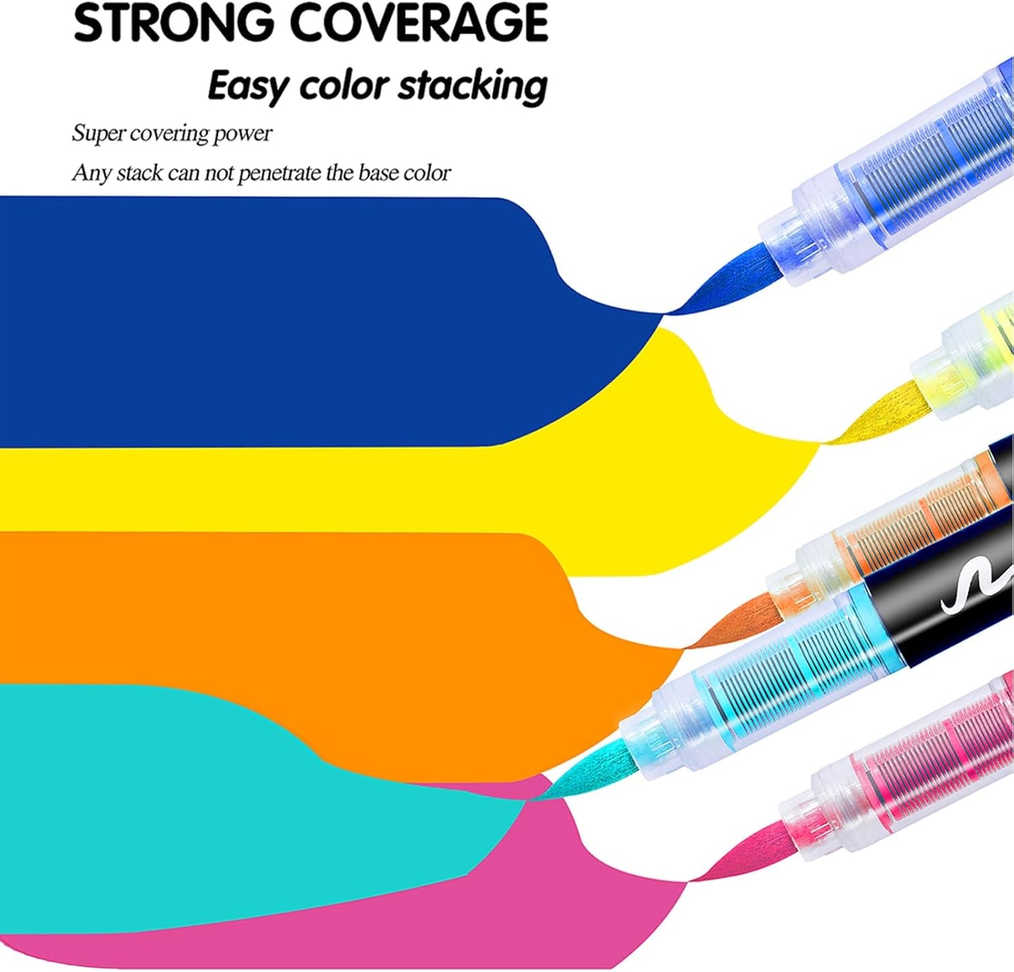 168 Color Acrylic Paint Markers, Soft Brush Tip Acrylic Paint Pens, Quick-Drying Waterproof Markers for Canvas, Rock, Wood, Stone, Glass, Ceramic, Fabric Painting