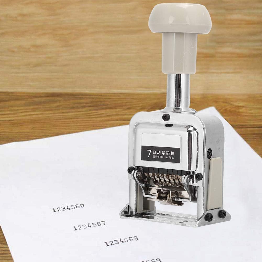 Auto Number Stamp,Numbering Stamp Automatic Bates Machine Numerator Machine,7 Digits,Stamps Print Kits,Numbering Machine Office Equipment School Supplies Automatic Transposition 7 Numder Seal