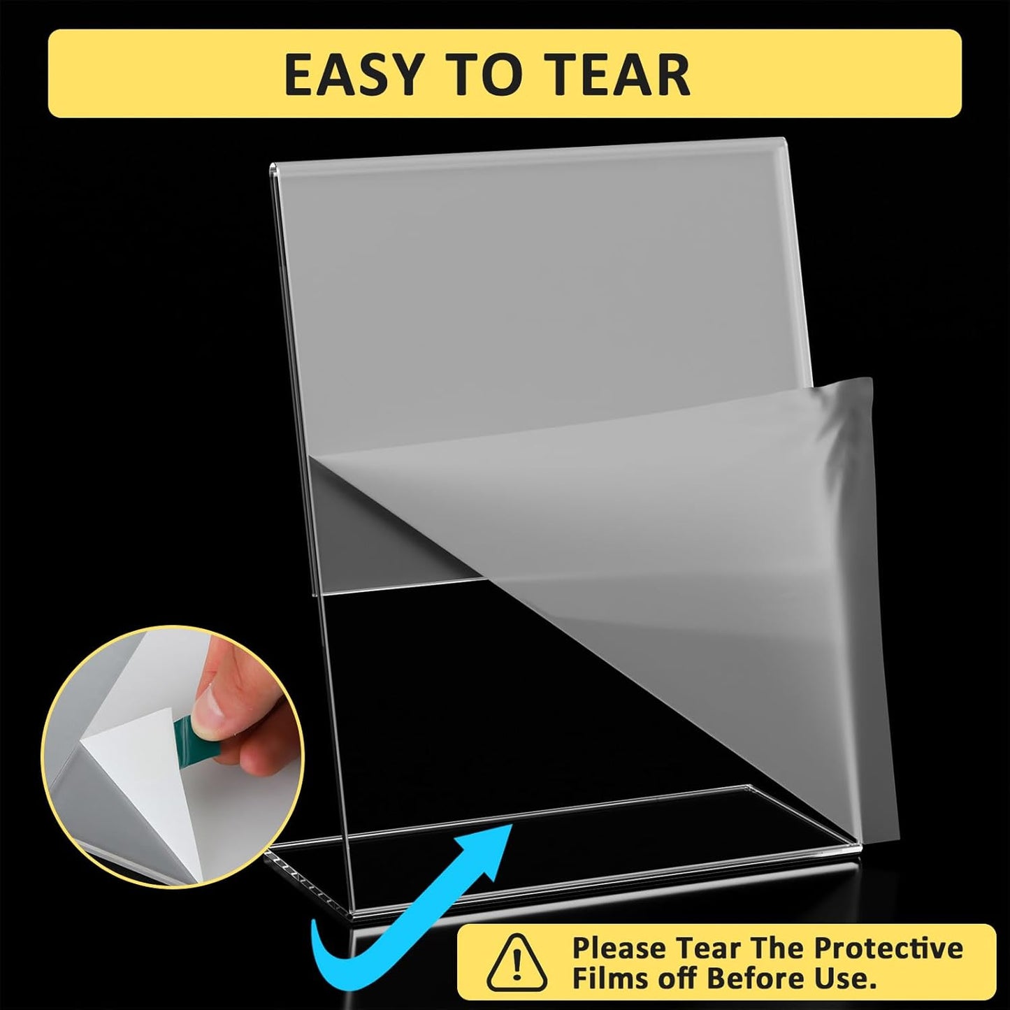 4 Pack Acrylic Sign Holder 8.5x11, Clear Plastic Slanted Back Sign Holders, Desktop Papers Menus Frame Flyer Document Holder Display Stand for Coffee Shops, Hotels, Offices, Public Spaces