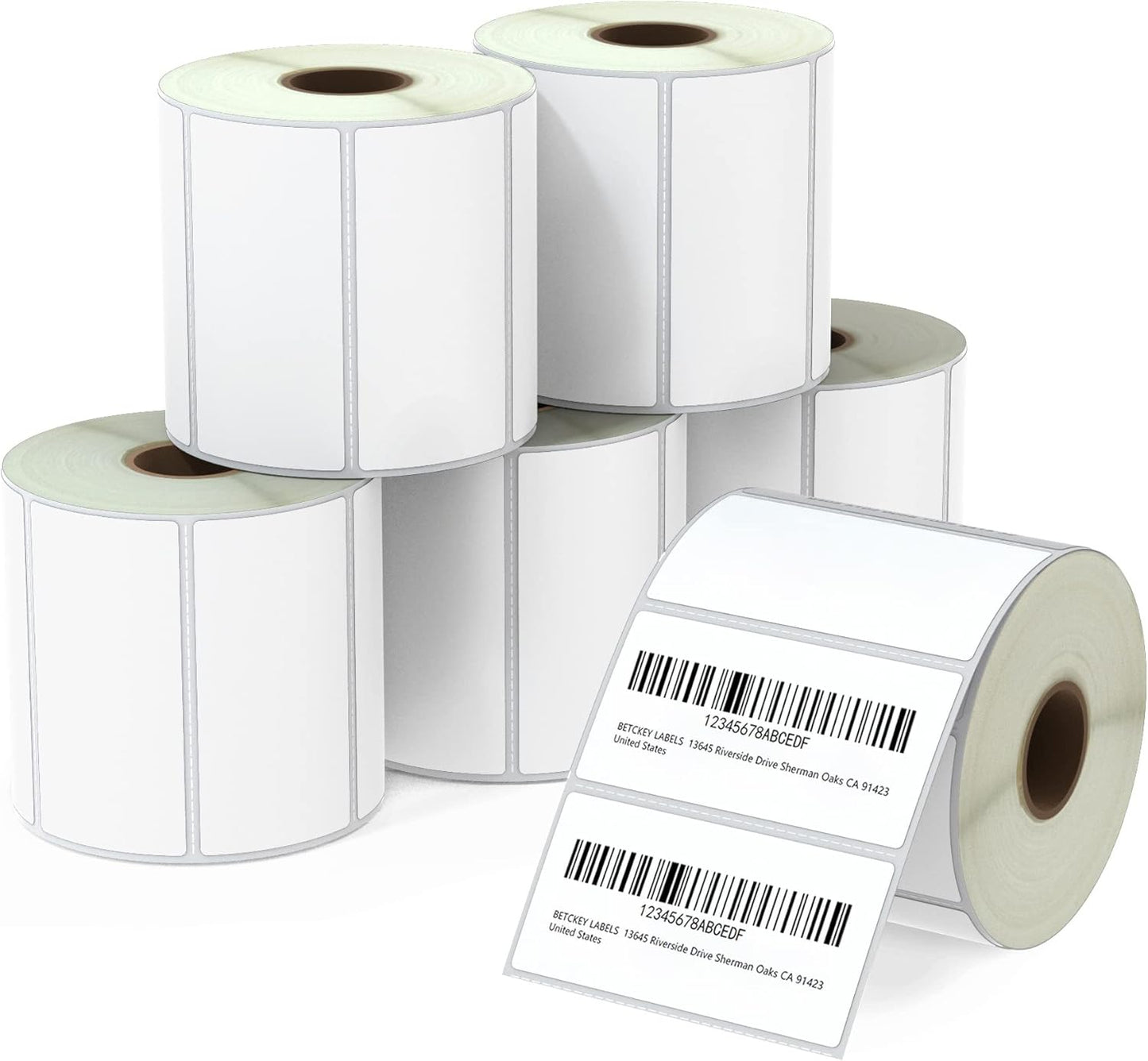 BETCKEY - 3" x 1.5" (76 mm x 38 mm) Barcode Shipping & Address Labels Compatible with Zebra & Rollo Label Printer,Premium Adhesive & Perforated [6 Rolls, 5700 Labels]