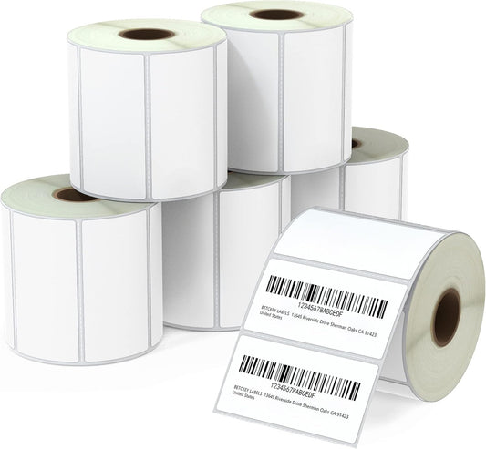 BETCKEY - 3" x 1.5" (76 mm x 38 mm) Barcode Shipping & Address Labels Compatible with Zebra & Rollo Label Printer,Premium Adhesive & Perforated [6 Rolls, 5700 Labels]