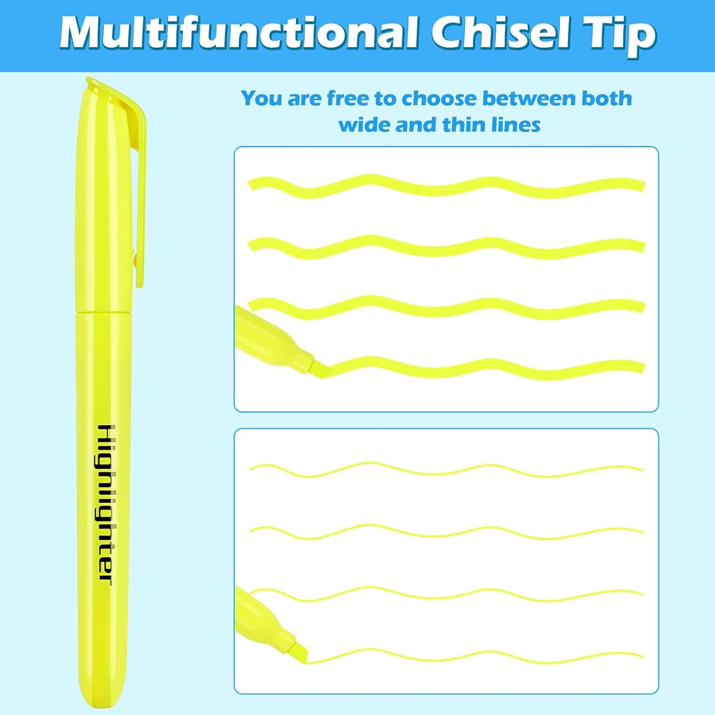 Highlighters Bulk - Quick-Dry No Bleed Markers for Office Classroom School Supplies Adults Kids Teachers Students (Yellow, 60)