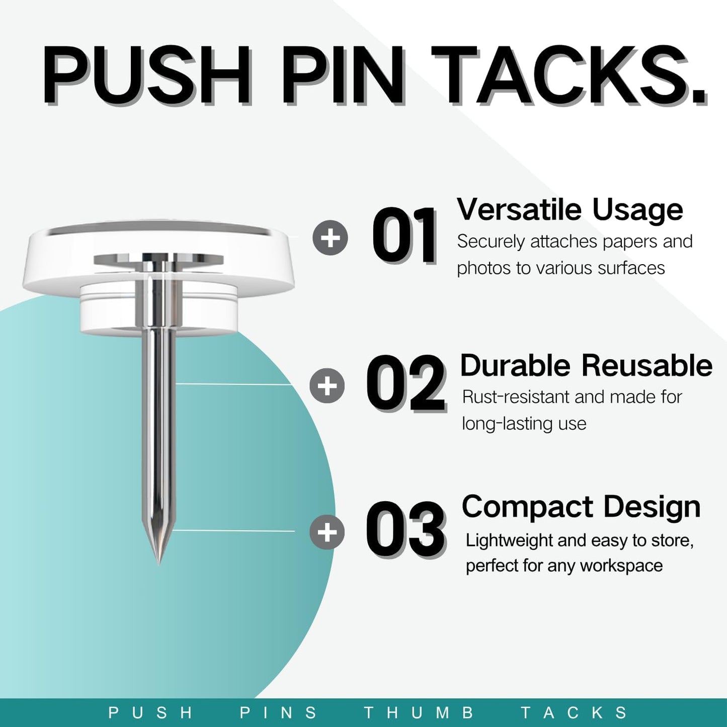 150 PCS Flat Clear Short Push Pins for Wall Thumb Tacks for Walls Flat thumbtacks Push pin for Bulletin Board Shadow Box Display Thumbtack for Cork Board