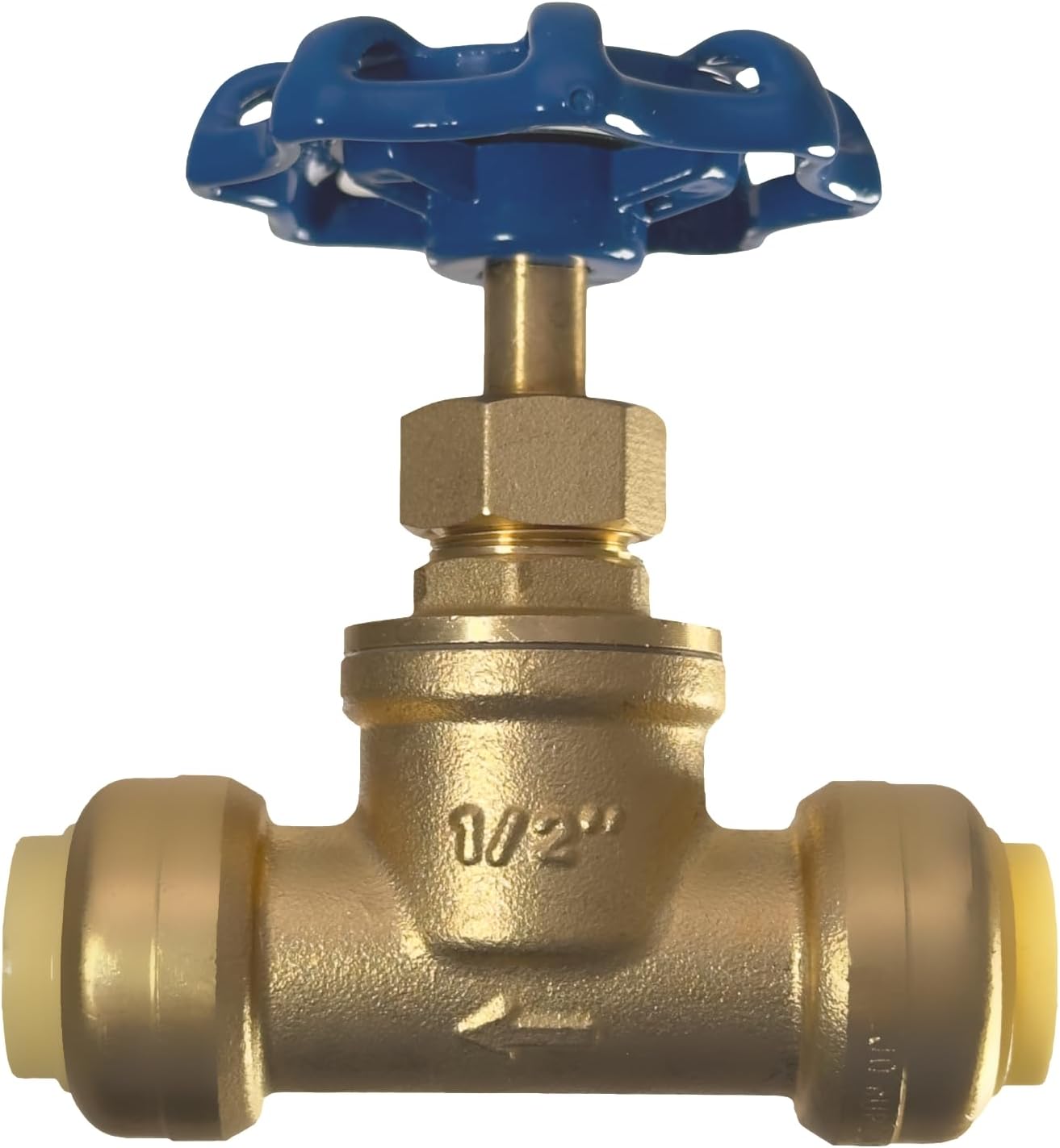 1/2 inch Push Fit Stop Valve with Drain and Vent, Push to Connect Brass Plumbing Fitting, Pex Pipe, Copper, CPVC, PE-RT, HDPE, 2-5-1=10, 10 Pieces