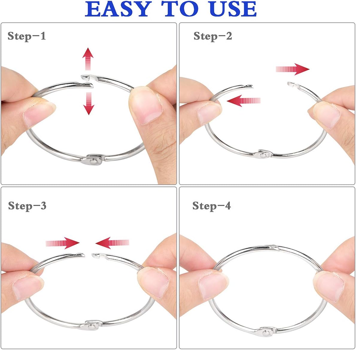 Binder Rings,KASEMI 100pcs Book Rings Assorted Sizes (1,1.5,2 inch) for School,Classroom,Office