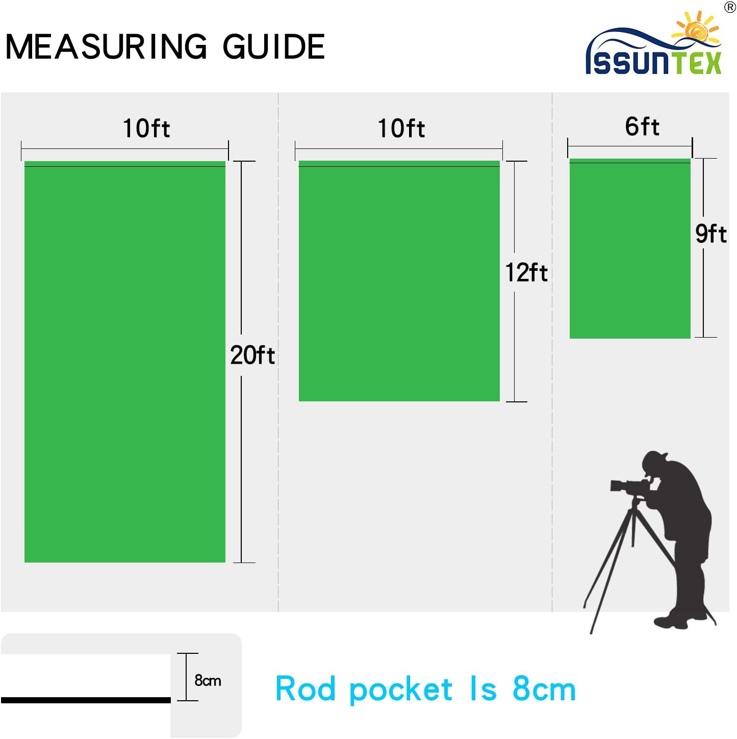 ISSUNTEX 10X12 ft Background Muslin Backdrop, Photo Studio, Collapsible High Density Screen for Video Photography and Television-Green