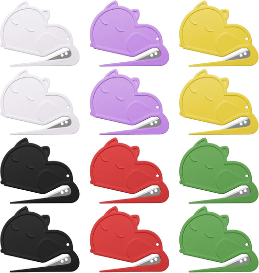 6 Pack Letter Opener Envelope Slitter Cat Shape, Luxiv Envelope Opener Slitter for Women, Men Mail Open Tool Mini Safe Letter Package Open Tool for Office, Home (12)