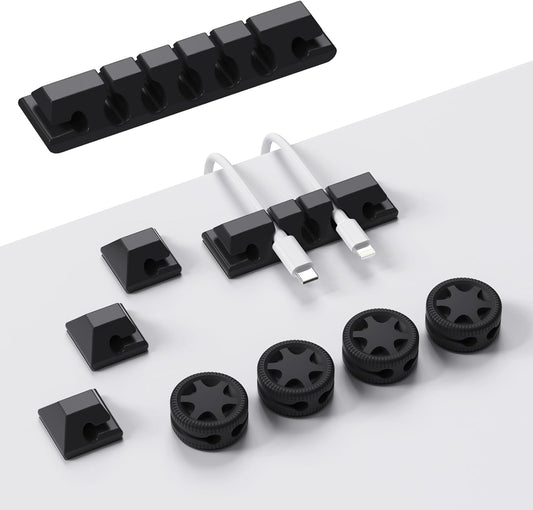 9 Pack Cord Organizer Clips - Desk Cable Management Clips, Cable Holder for Charger Wires, Phone Charger Cord Holder Clips for Desk, Office, Car, Home, Cubicle, Nightstand