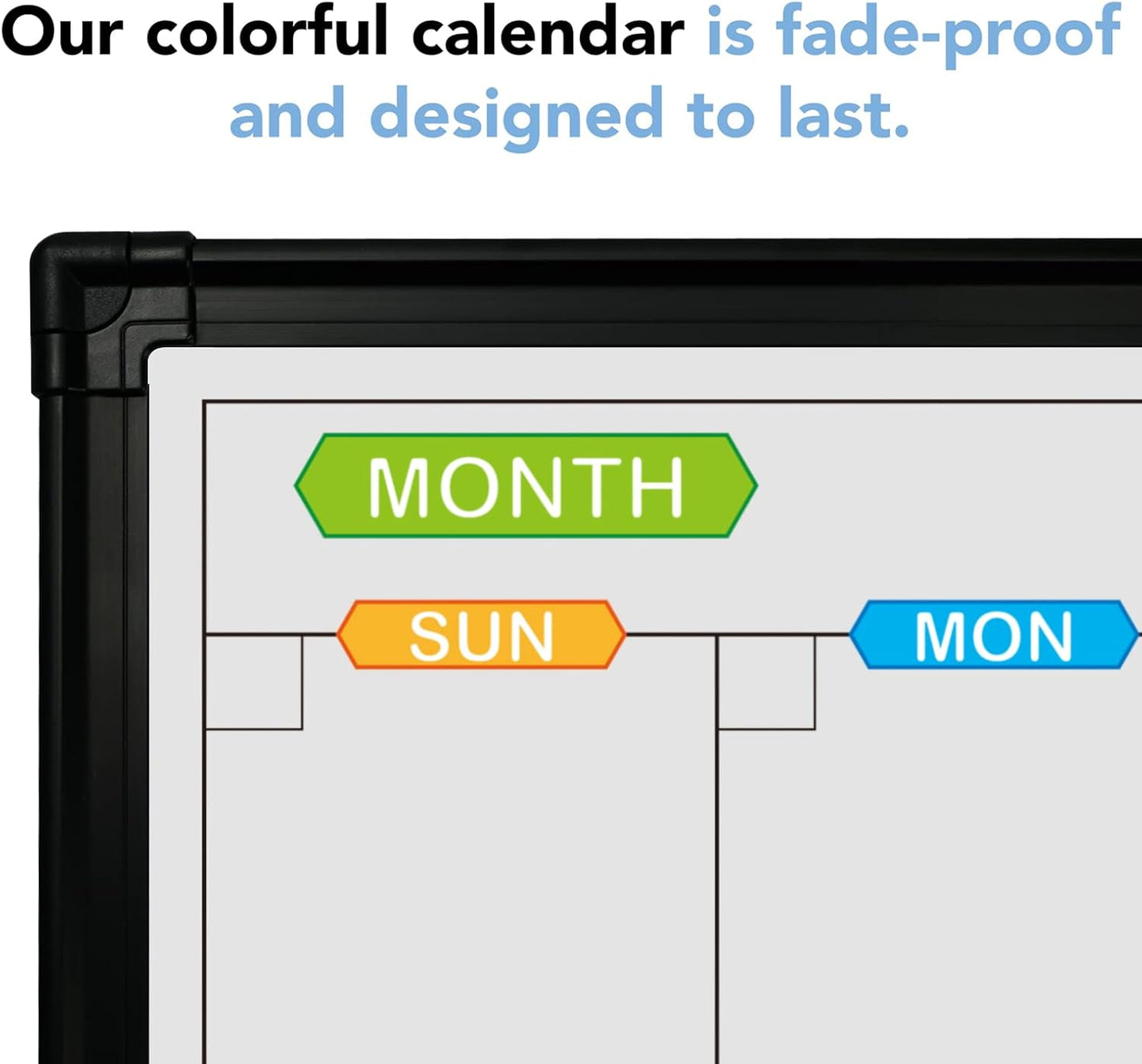 JILoffice Magnetic Calendar Whiteboard & Bulletin Corkboard Combination, Combo Board 28 x 20 Inch, Black Aluminum Frame Wall Mounted Board for Office Home and School with 10 Push Pins